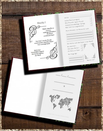 Gästebuch Hochzeit - Weltkarte auf Lederoptik